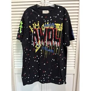 Vintage FWRD Denim Paint‎ Splash Graphic Logo Tee Black/Multi Size 2XL "AWOL"